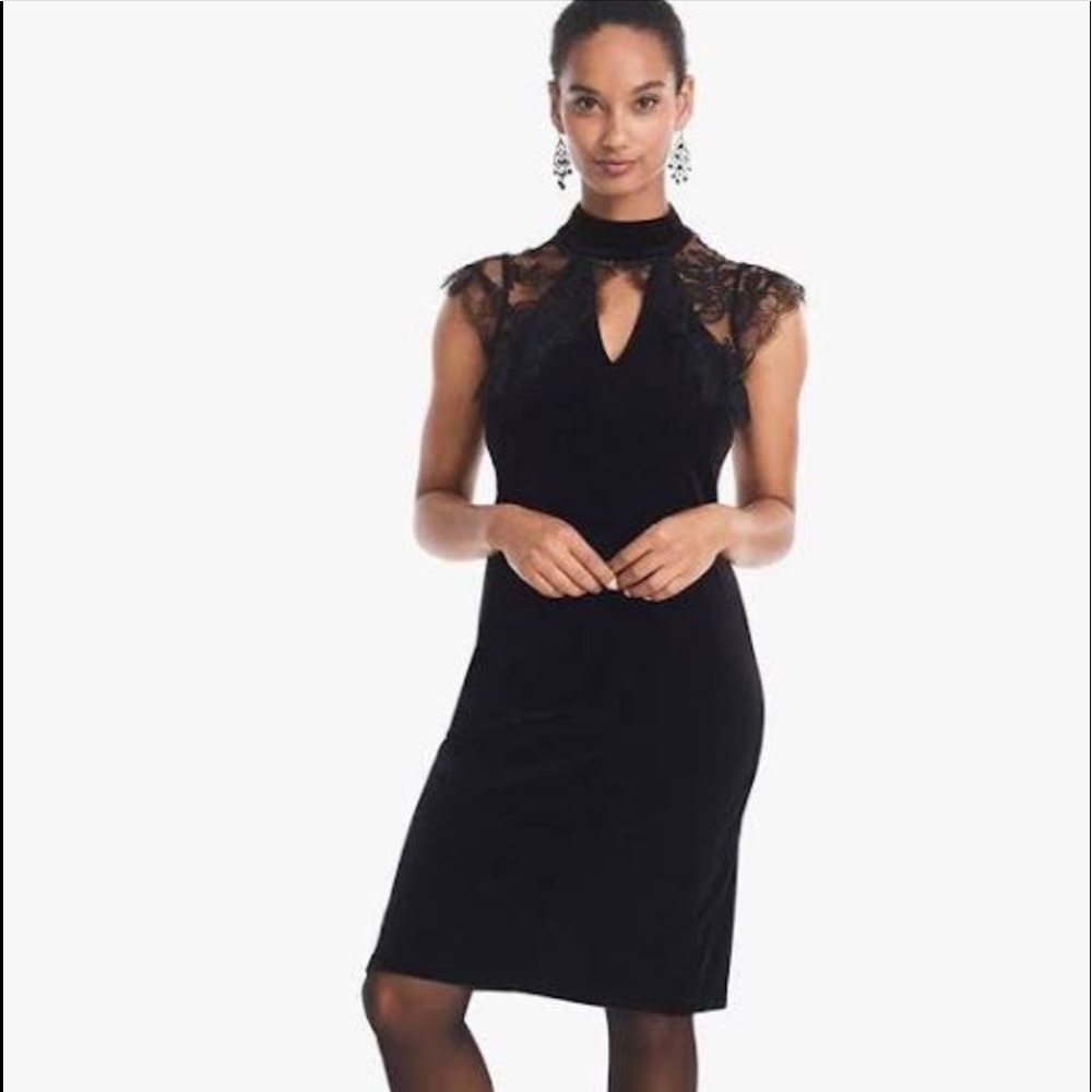 New WHBM Lace & Black Velvet Cocktail Dress